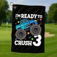 Monster Truck Shark 3rd Birthday Boy 3 Three Golf Towel thumb 1