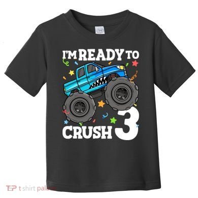 Monster Truck Shark 3rd Birthday Boy 3 Three Toddler T-Shirt