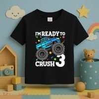 Monster Truck Shark 3rd Birthday Boy 3 Three Toddler T-Shirt thumb 3