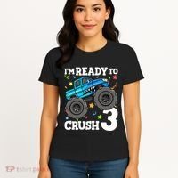 Monster Truck Shark 3rd Birthday Boy 3 Three Women's T-Shirt thumb 4