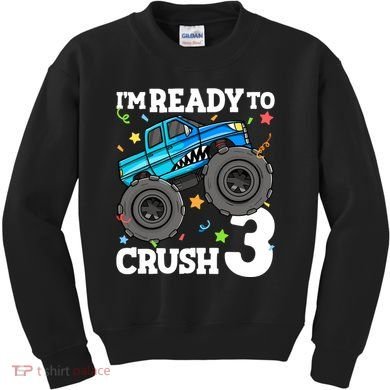 Monster Truck Shark 3rd Birthday Boy 3 Three Kids Sweatshirt
