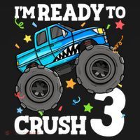 Monster Truck Shark 3rd Birthday Boy 3 Three Kids Hoodie thumb 5