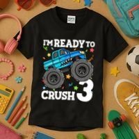 Monster Truck Shark 3rd Birthday Boy 3 Three Kids T-Shirt thumb 3