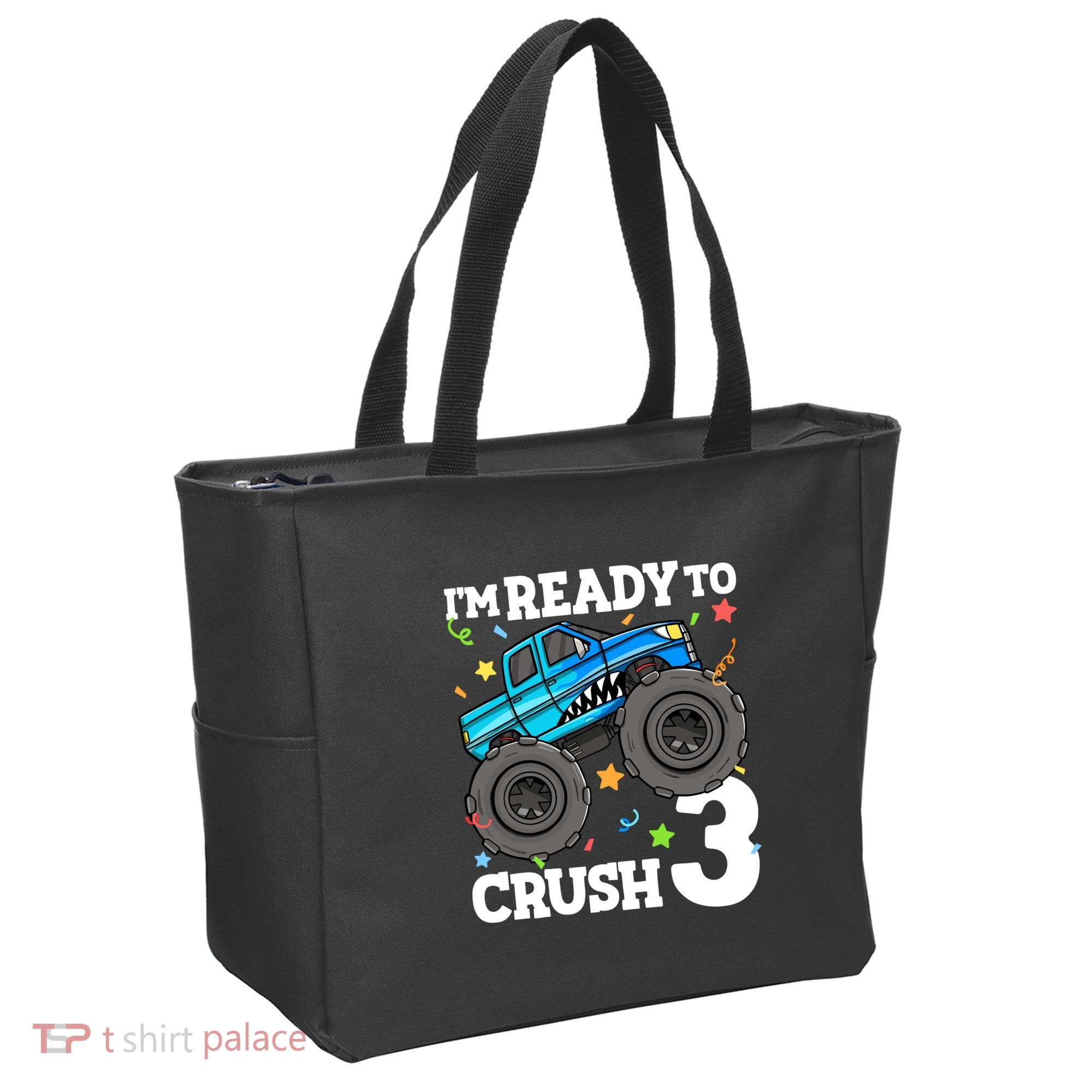 Monster Truck Shark 3rd Birthday Boy 3 Three Tote Bag
