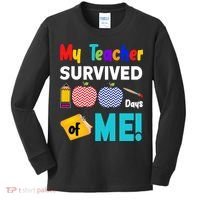 My Teacher Survived 100 Days Of Me Kids Long Sleeve Shirt thumb 0