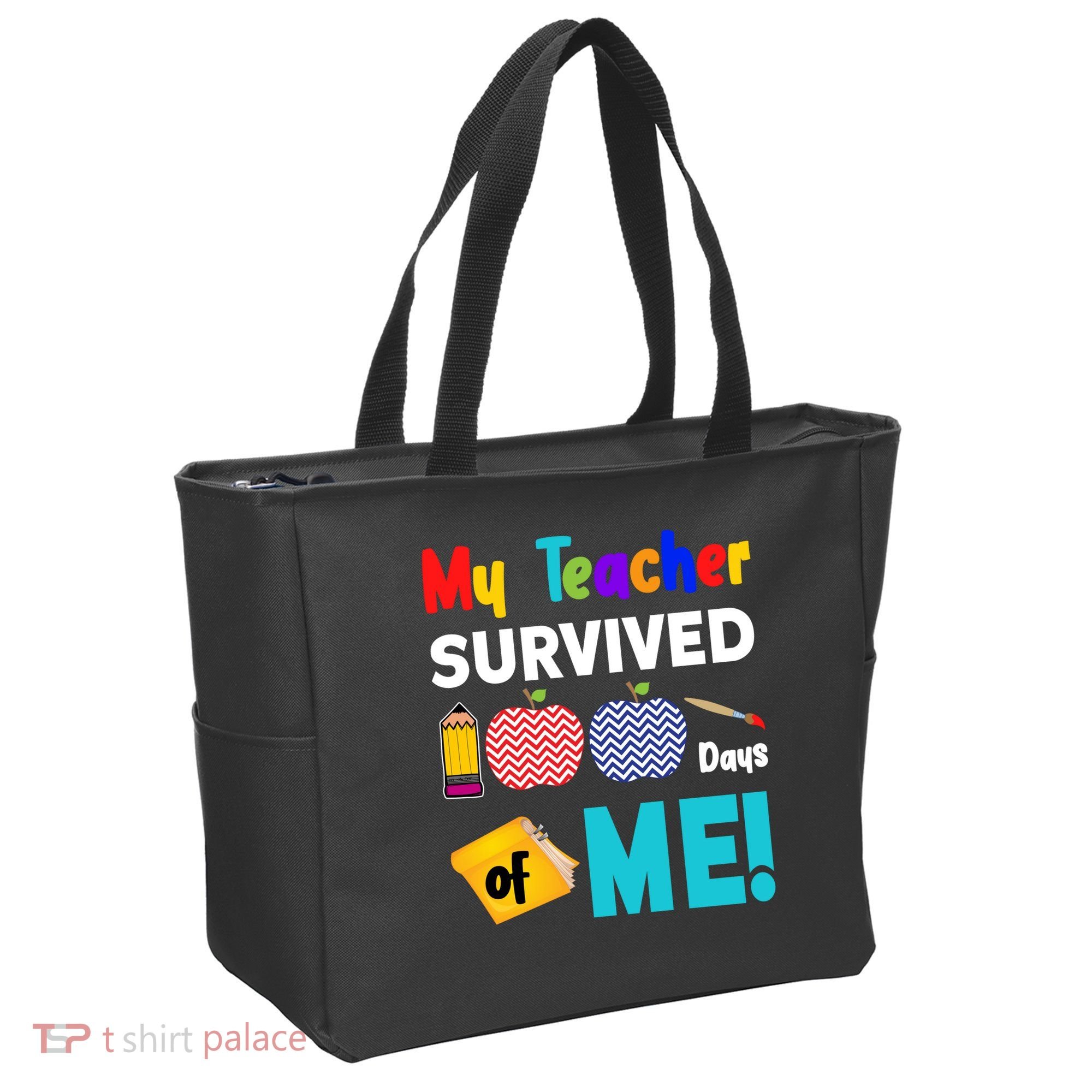 My Teacher Survived 100 Days Of Me Tote Bag