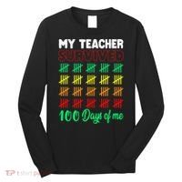 My Teacher Survived 100 Days Of Me School Funny Costume Long Sleeve Shirt thumb 0