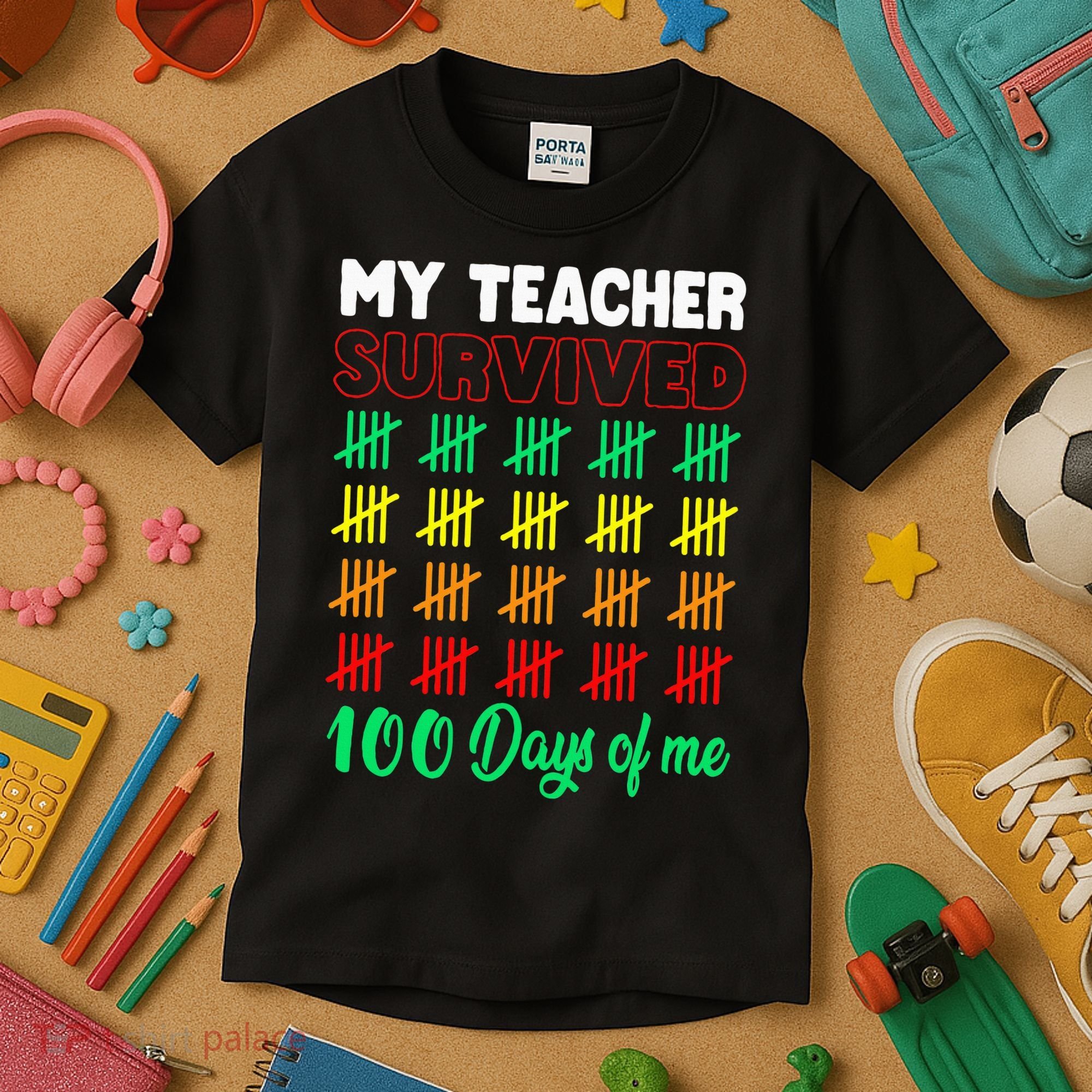 My Teacher Survived 100 Days Of Me School Funny Costume Kids T-Shirt