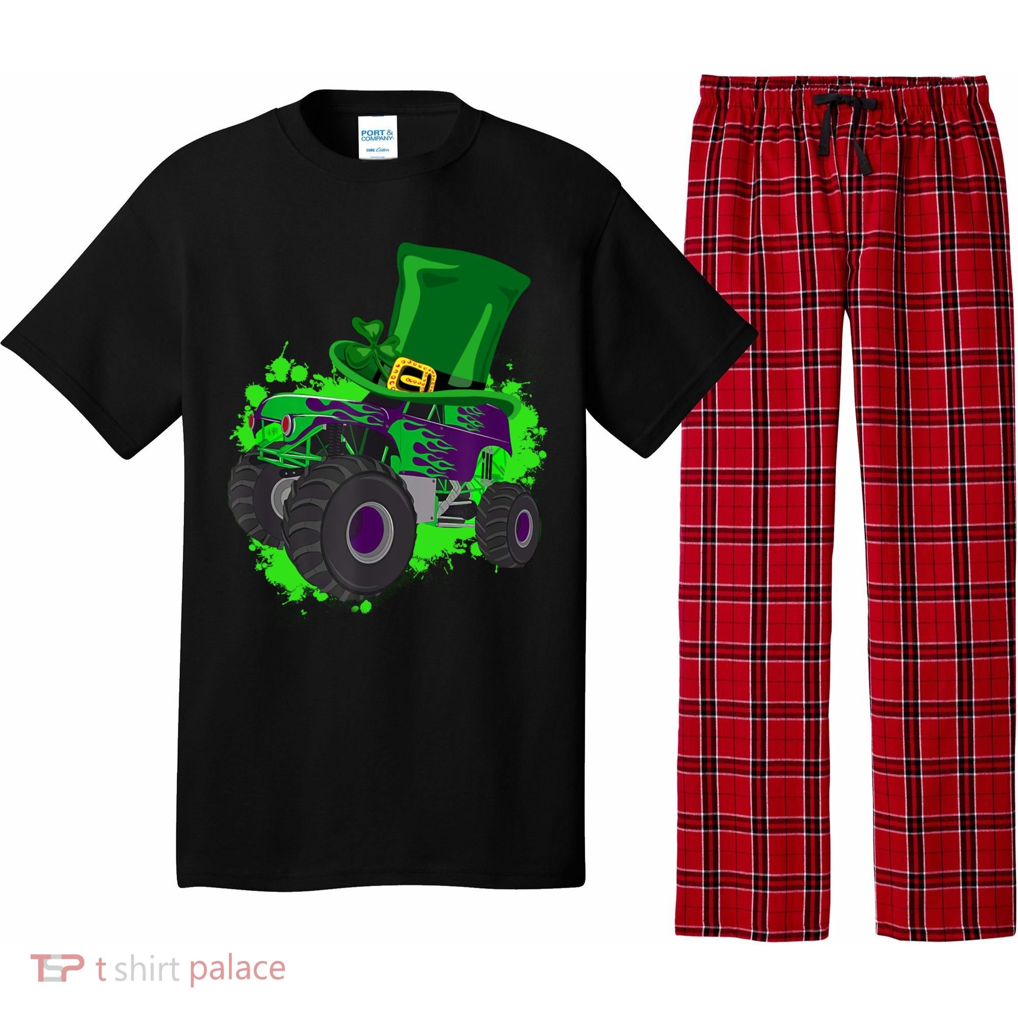 Monster Trucks St Patrick's Day Adults And Cool Gift Pajama Set