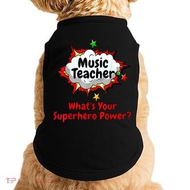 Music Teacher Superhero Funny Comic Tee Doggie Tank