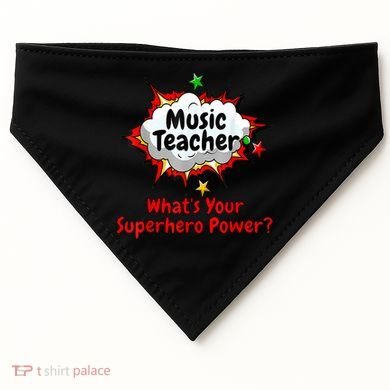 Music Teacher Superhero Funny Comic Tee USA-Made Doggie Bandana