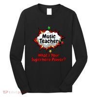 Music Teacher Superhero Funny Comic Tee Long Sleeve Shirt thumb 0