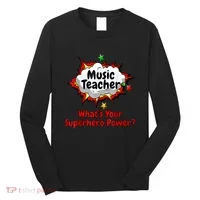 Music Teacher Superhero Funny Comic Tee Long Sleeve Shirt thumb 0