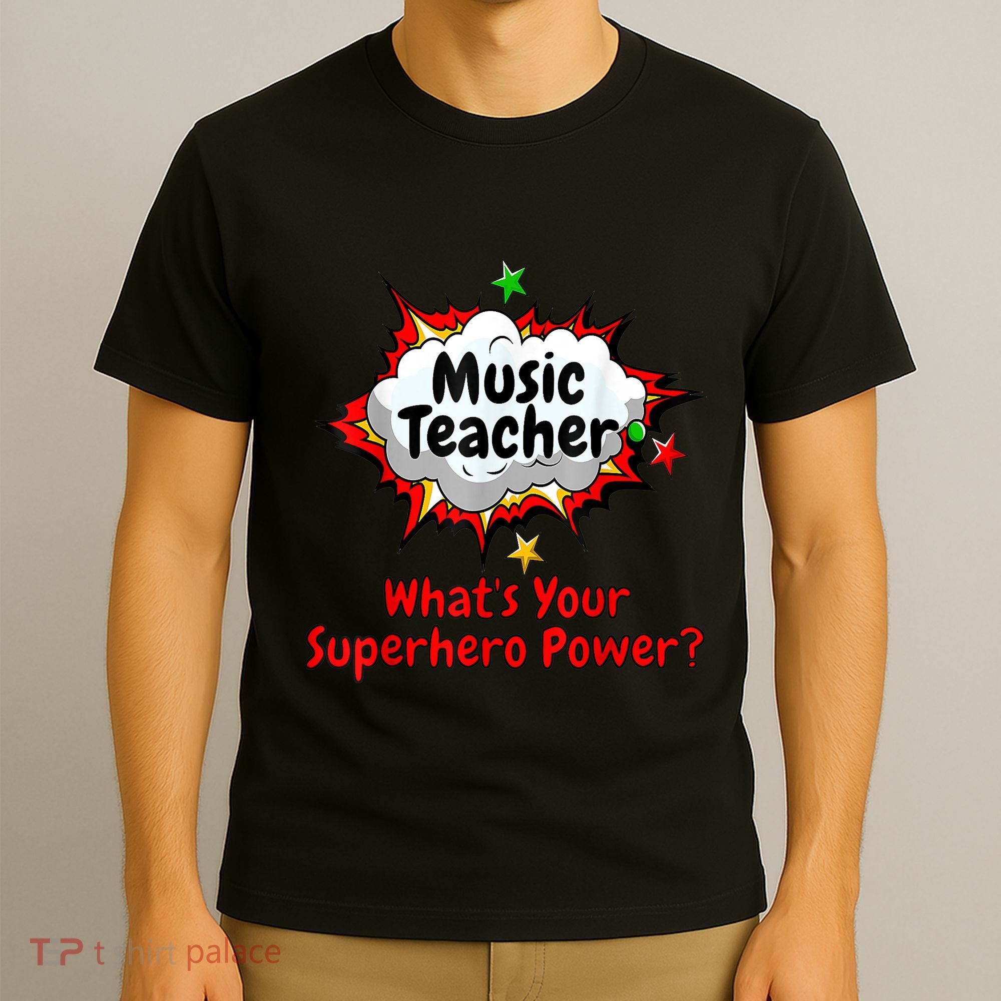 Music Teacher Superhero Funny Comic Tee T-Shirt