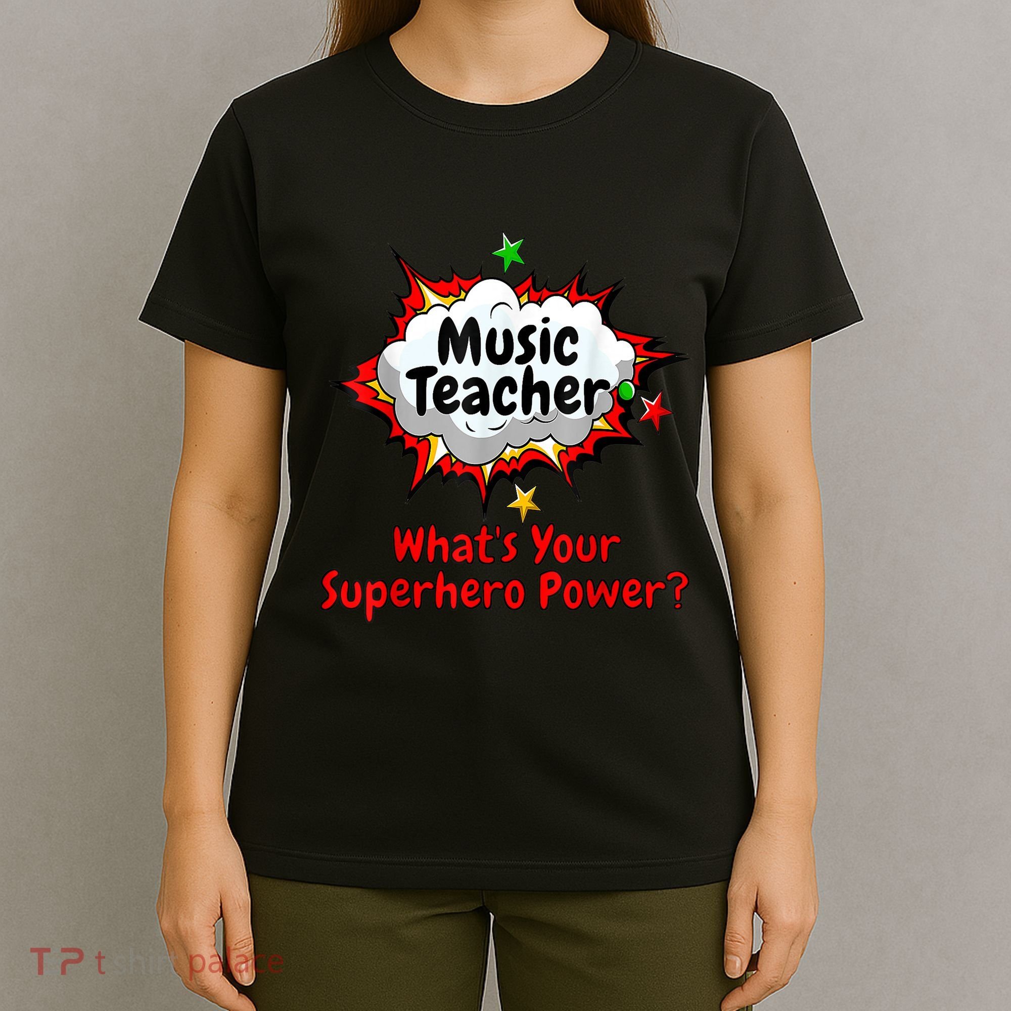 Music Teacher Superhero Funny Comic Tee T-Shirt