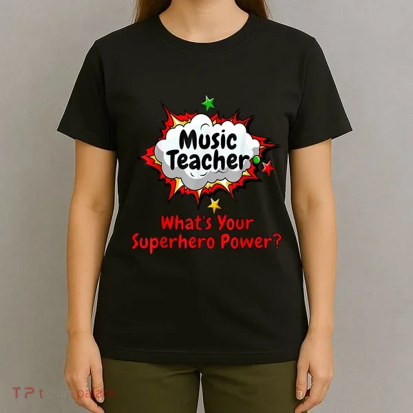 Music Teacher Superhero Funny Comic Tee T-Shirt