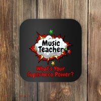 Music Teacher Superhero Funny Comic Tee Coaster thumb 0