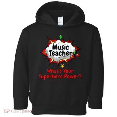 Music Teacher Superhero Funny Comic Tee Toddler Hoodie