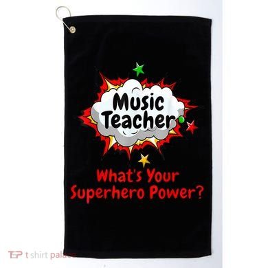 Music Teacher Superhero Funny Comic Tee Golf Towel