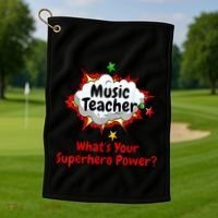 Music Teacher Superhero Funny Comic Tee Golf Towel thumb 1