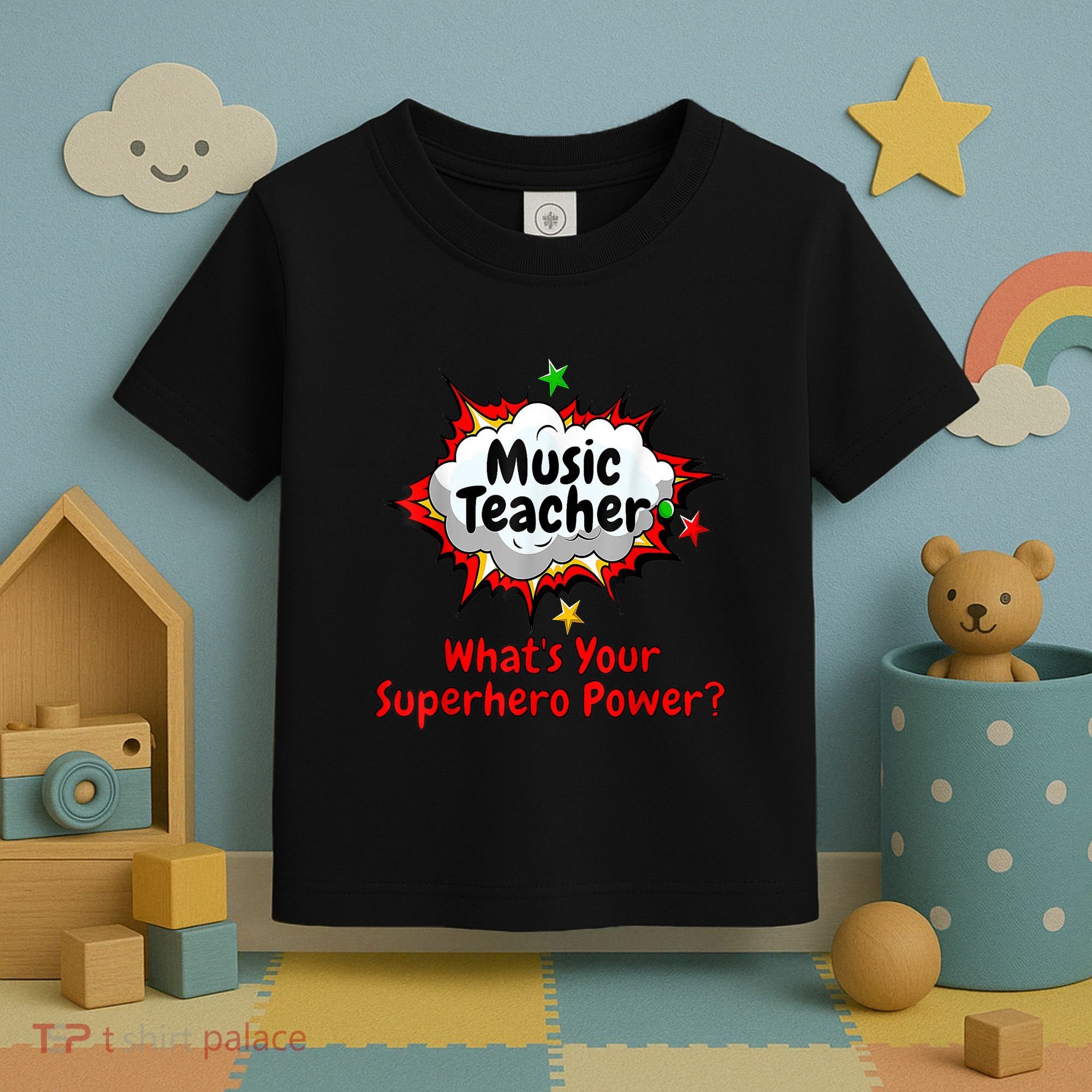 Music Teacher Superhero Funny Comic Tee Toddler T-Shirt