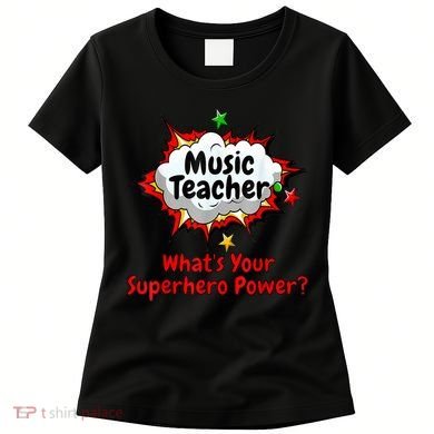 Music Teacher Superhero Funny Comic Tee Women's T-Shirt
