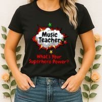 Music Teacher Superhero Funny Comic Tee Women's T-Shirt thumb 2
