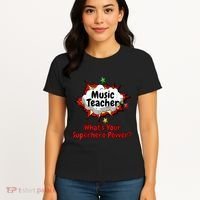 Music Teacher Superhero Funny Comic Tee Women's T-Shirt thumb 4