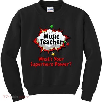 Music Teacher Superhero Funny Comic Tee Kids Sweatshirt
