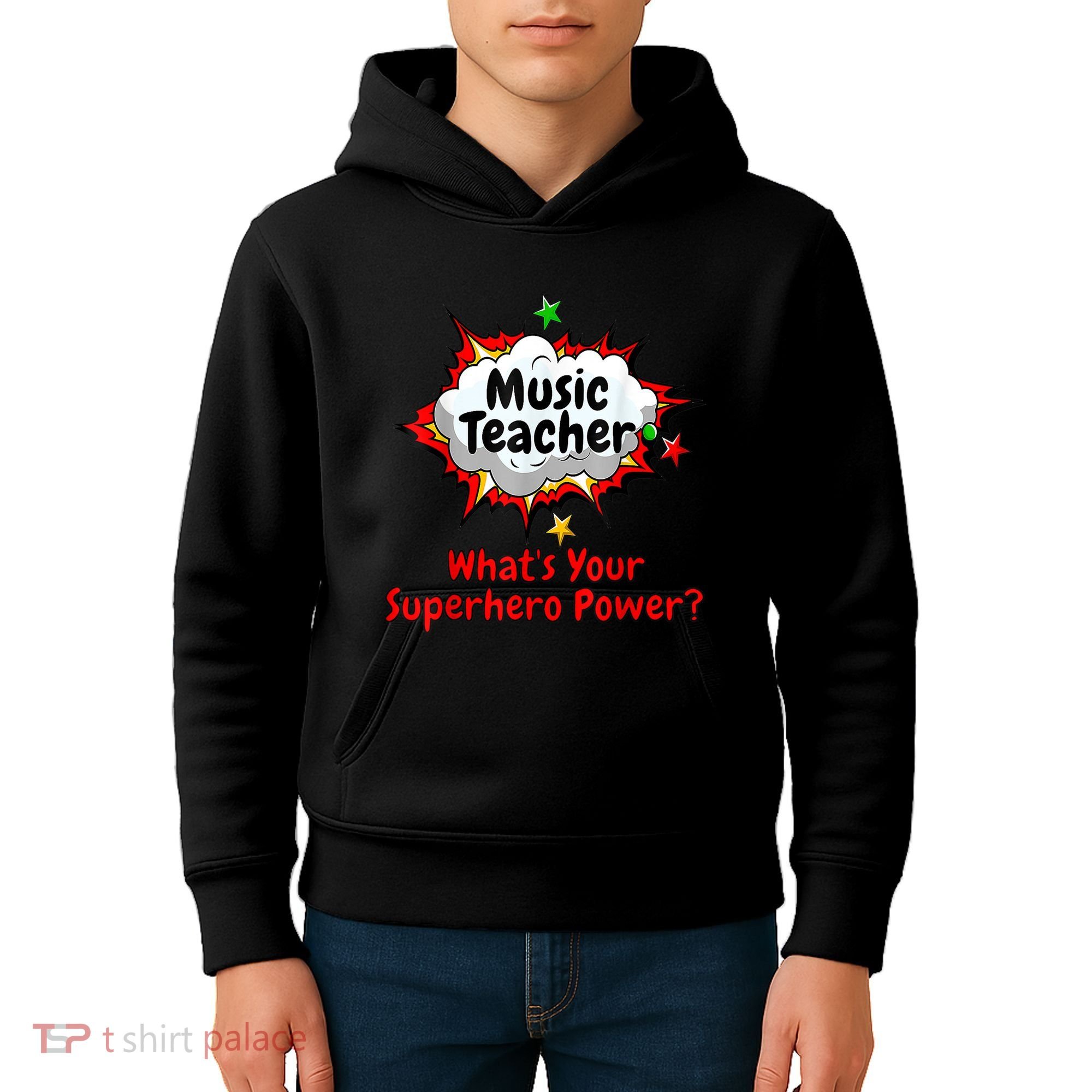 Music Teacher Superhero Funny Comic Tee Kids Hoodie