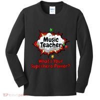 Music Teacher Superhero Funny Comic Tee Kids Long Sleeve Shirt thumb 0