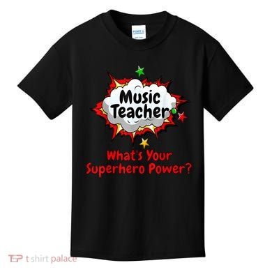 Music Teacher Superhero Funny Comic Tee Kids T-Shirt