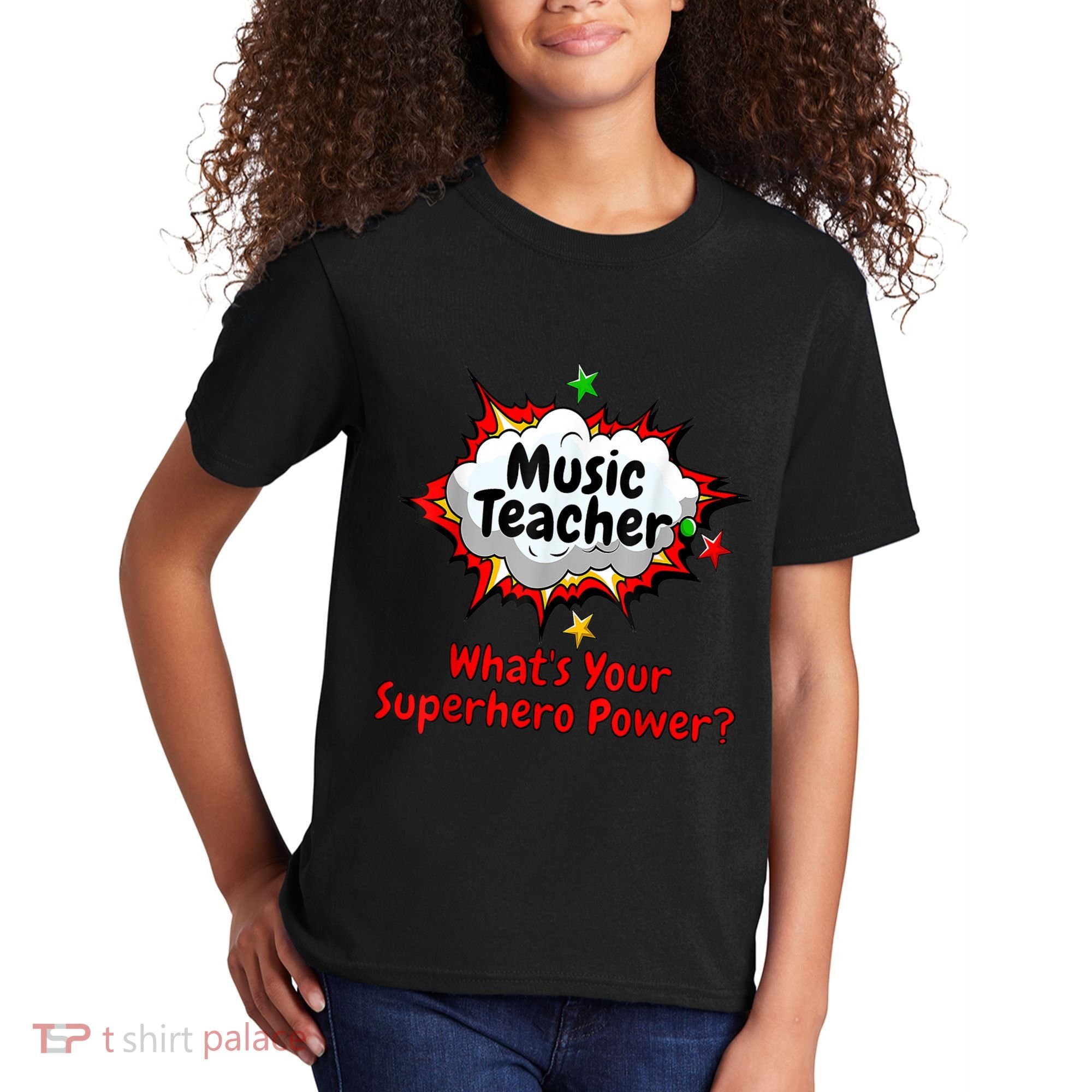 Music Teacher Superhero Funny Comic Tee Kids T-Shirt