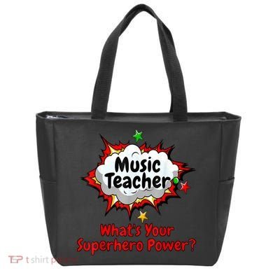 Music Teacher Superhero Funny Comic Tee Tote Bag