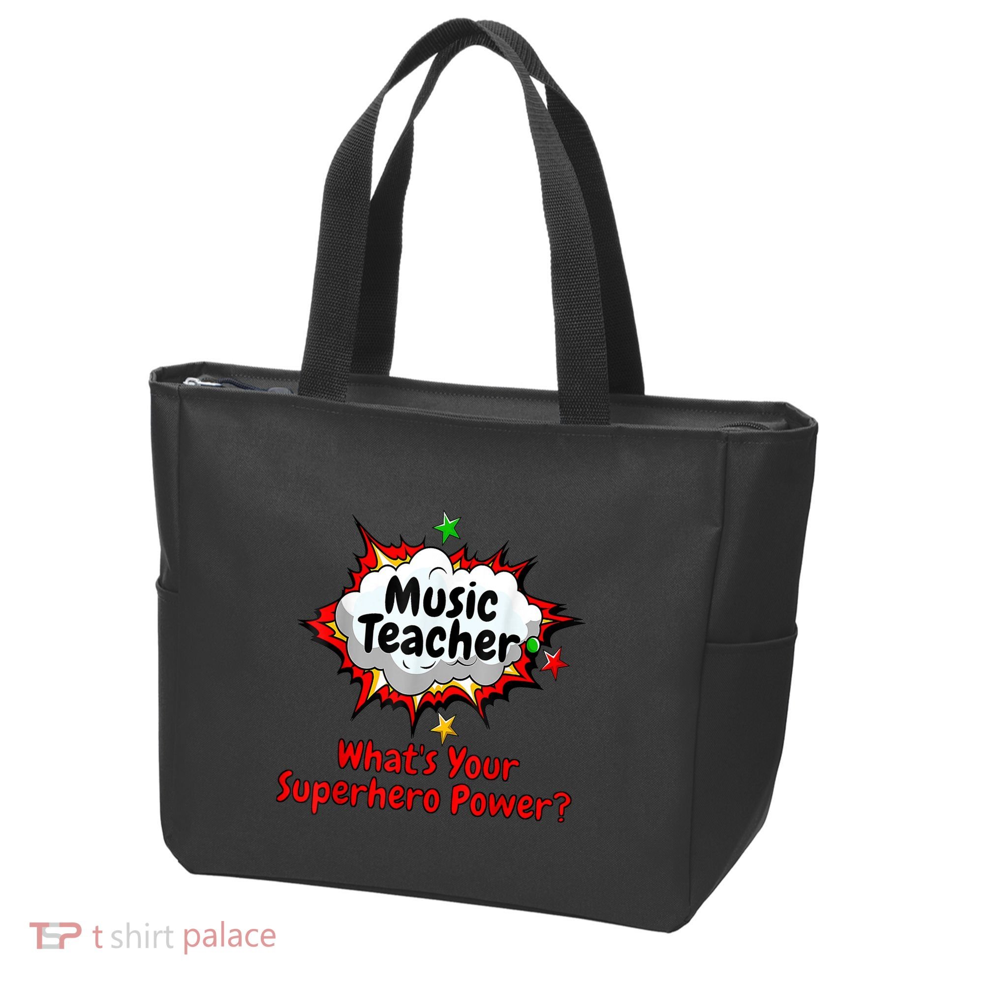 Music Teacher Superhero Funny Comic Tee Tote Bag