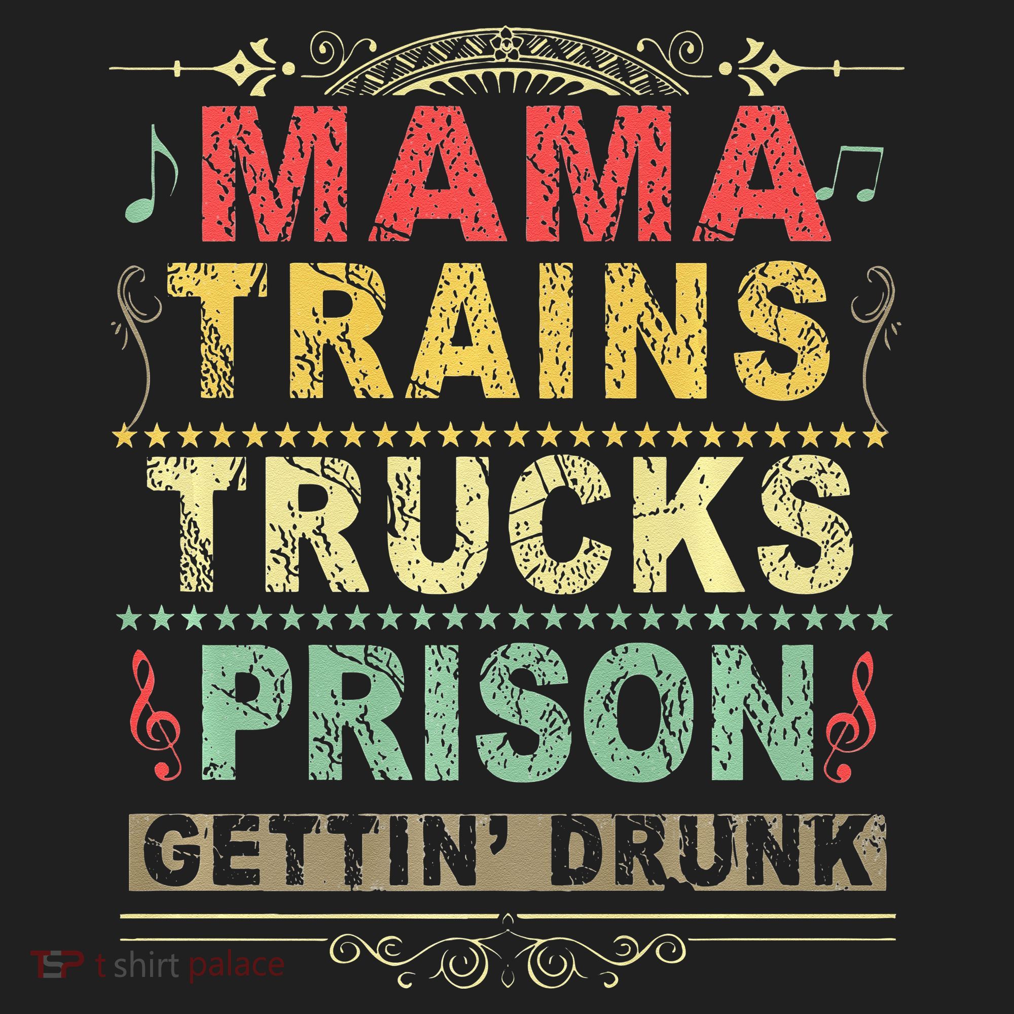 Mama Trains Trucks Prison Gettin Drunk Country Music Golf Towel