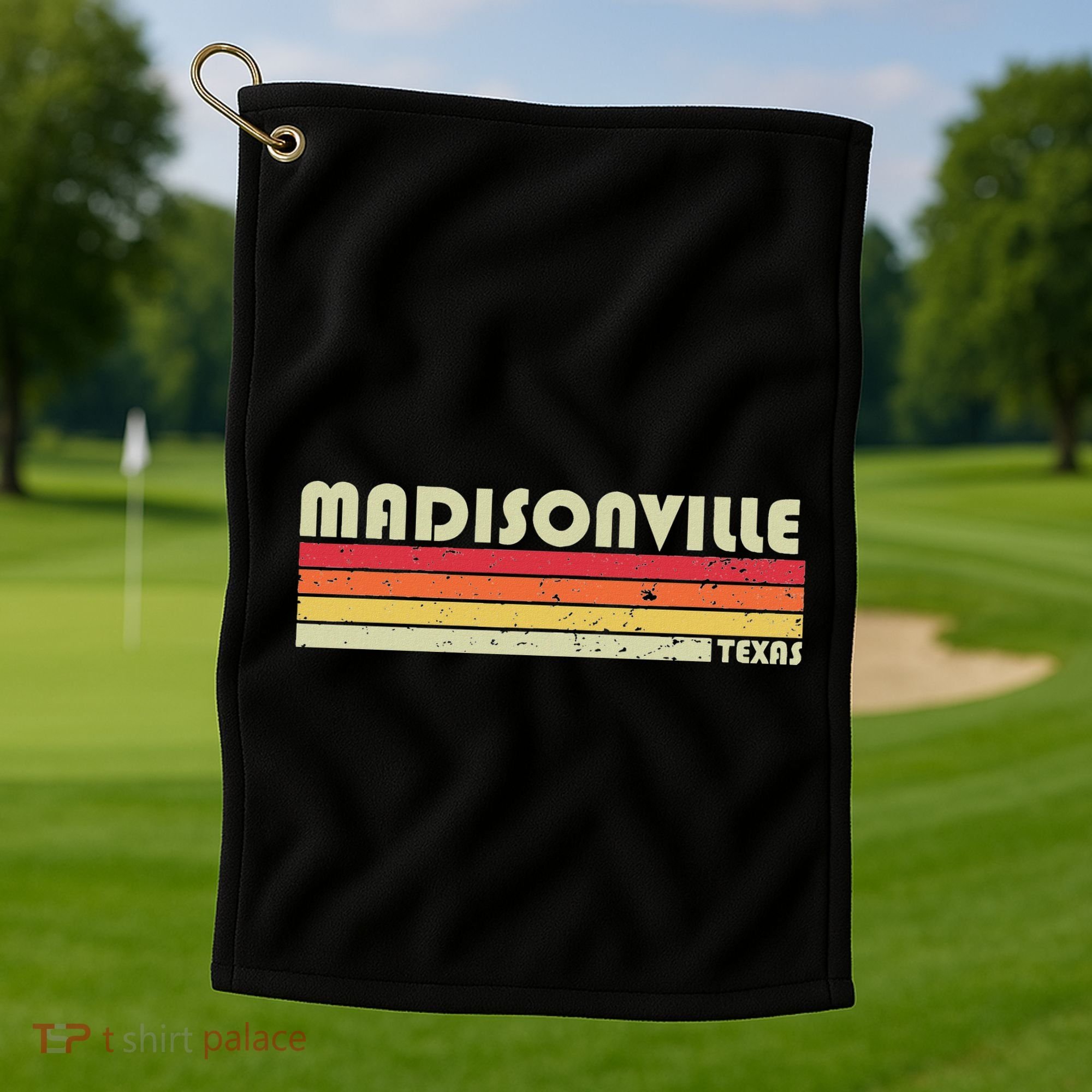 Madisonville Tx Texas Funny City Home Roots Gift Retro 80s Golf Towel