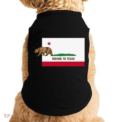 Moving To Texas Leaving California Funny Designed Doggie Tank
