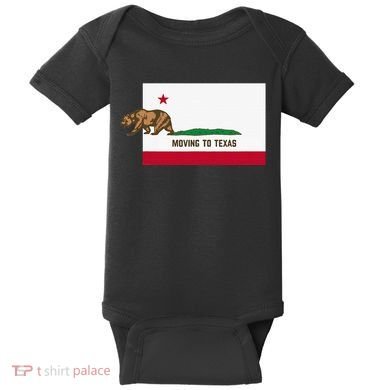 Moving To Texas Leaving California Funny Designed Baby Bodysuit