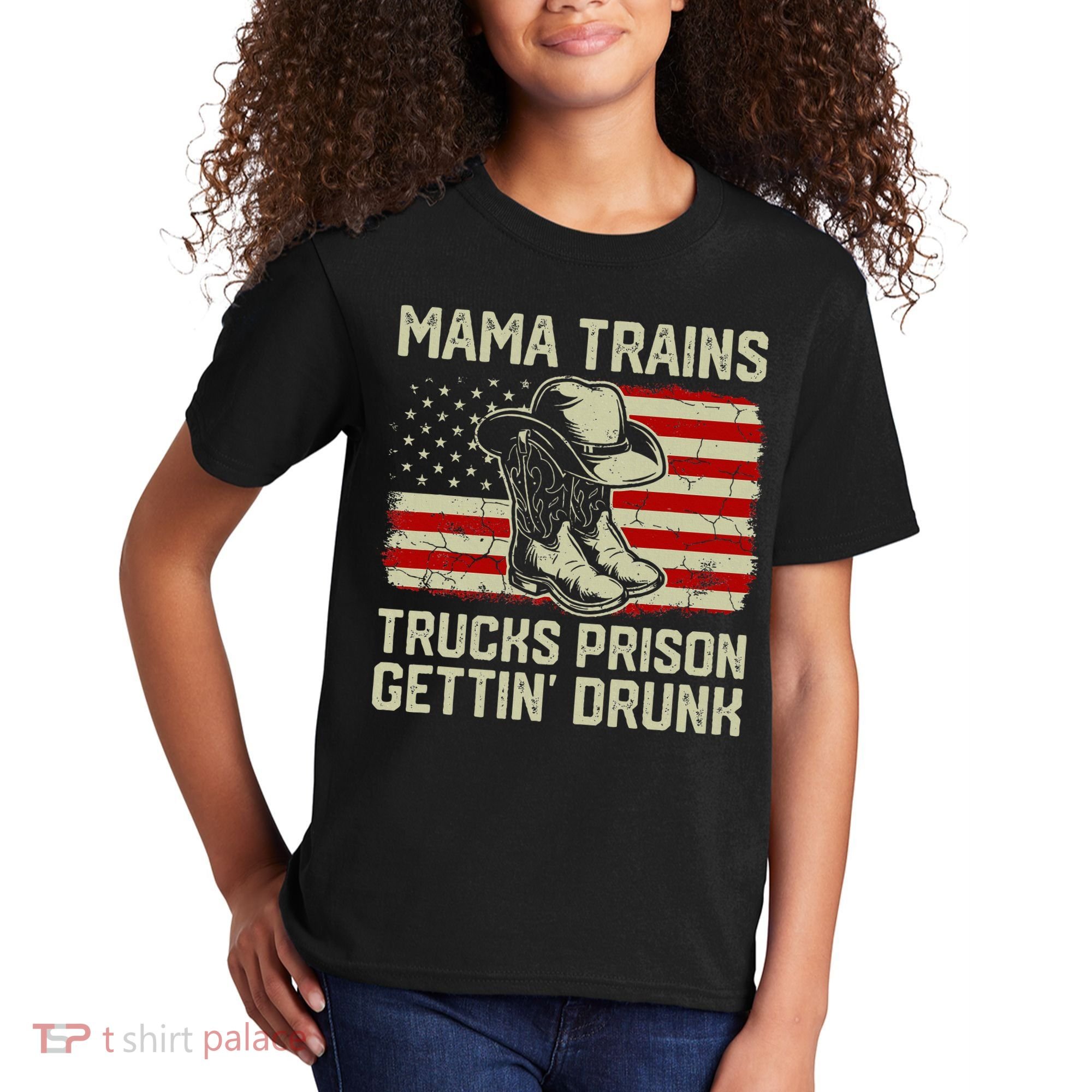 Mama Trains Trucks Prison Getting Drunk Country Music Kids T-Shirt