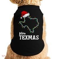 Merry Texmas Texas State Christmas Light Outline Santa Hat Doggie Tank thumb 0