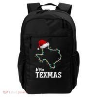 Merry Texmas Texas State Christmas Light Outline Santa Hat Backpack thumb 0