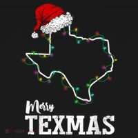 Merry Texmas Texas State Christmas Light Outline Santa Hat Women's Hoodie thumb 2