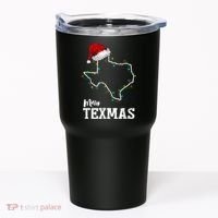 Merry Texmas Texas State Christmas Light Outline Santa Hat Tumbler thumb 0