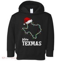 Merry Texmas Texas State Christmas Light Outline Santa Hat Toddler Hoodie thumb 0