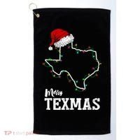Merry Texmas Texas State Christmas Light Outline Santa Hat Golf Towel thumb 0
