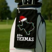 Merry Texmas Texas State Christmas Light Outline Santa Hat Golf Towel thumb 2
