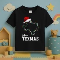 Merry Texmas Texas State Christmas Light Outline Santa Hat Toddler T-Shirt thumb 3