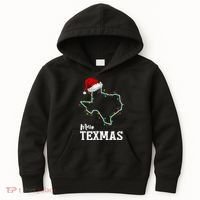Merry Texmas Texas State Christmas Light Outline Santa Hat Kids Hoodie thumb 0