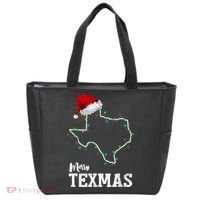 Merry Texmas Texas State Christmas Light Outline Santa Hat Tote Bag thumb 0